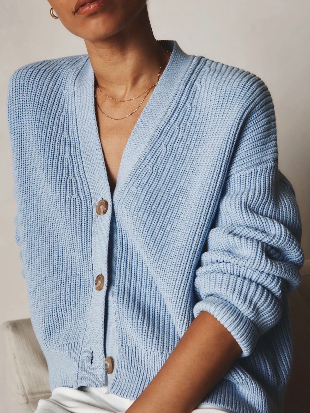 Quince 100% Cotton Fisherman Boxy Cropped Cardigan Sweater